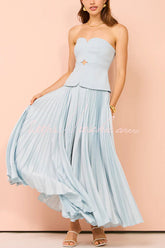 Vestido maxi ajustado con patchwork plisado y top de tubo sexy